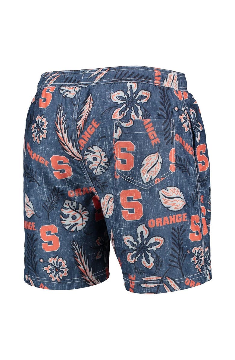 Wes & Willy Men's Wes & Willy Navy Syracuse Orange Vintage Floral Swim Trunks, Alternate, color, 
