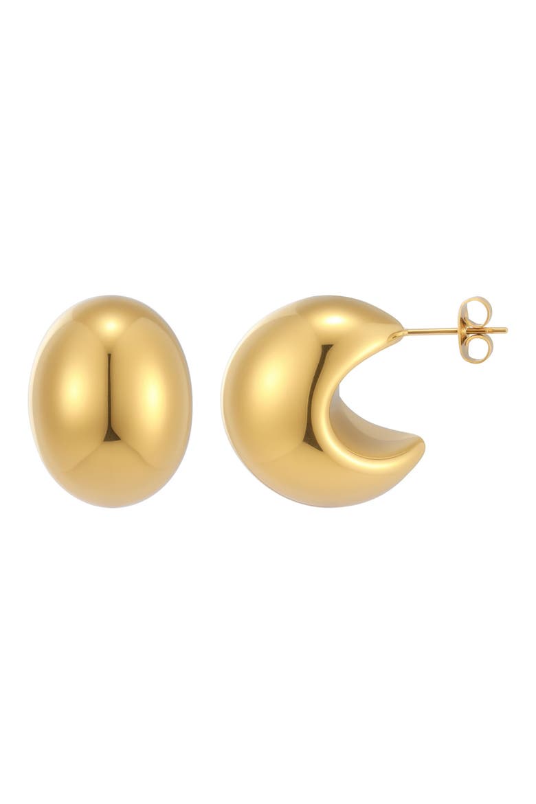 Domed Huggie Hoop Earrings, Main, color, GOLD