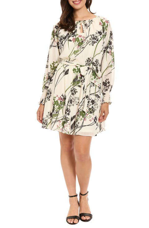 Floral Long Sleeve Fit & Flare Dress