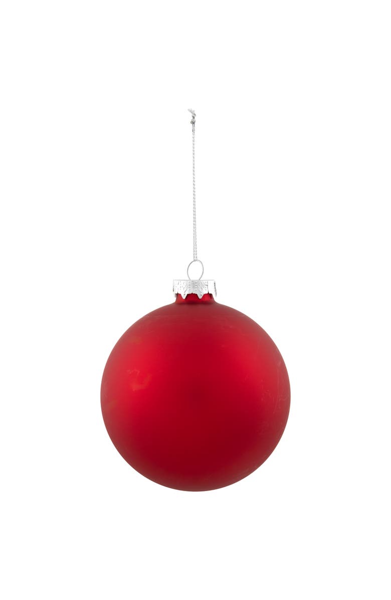 Northlight 2-Finish Christmas Glass Ball Ornaments - 4" (100mm) - Red - 4ct, Alternate, color, Red
