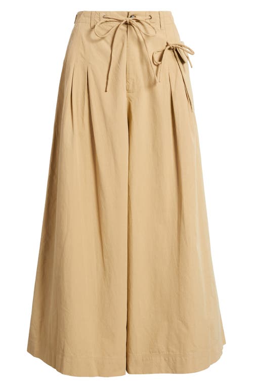 Damson Madder Tatianna Belted Organic Cotton Ankle Wide Leg Pants In Neutral