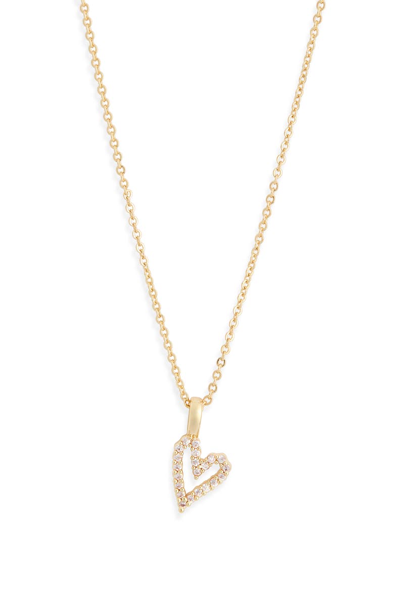 NORDSTROM RACK Cubic Zirconia Open Heart Pendant Necklace, Alternate, color, Clear- Gold