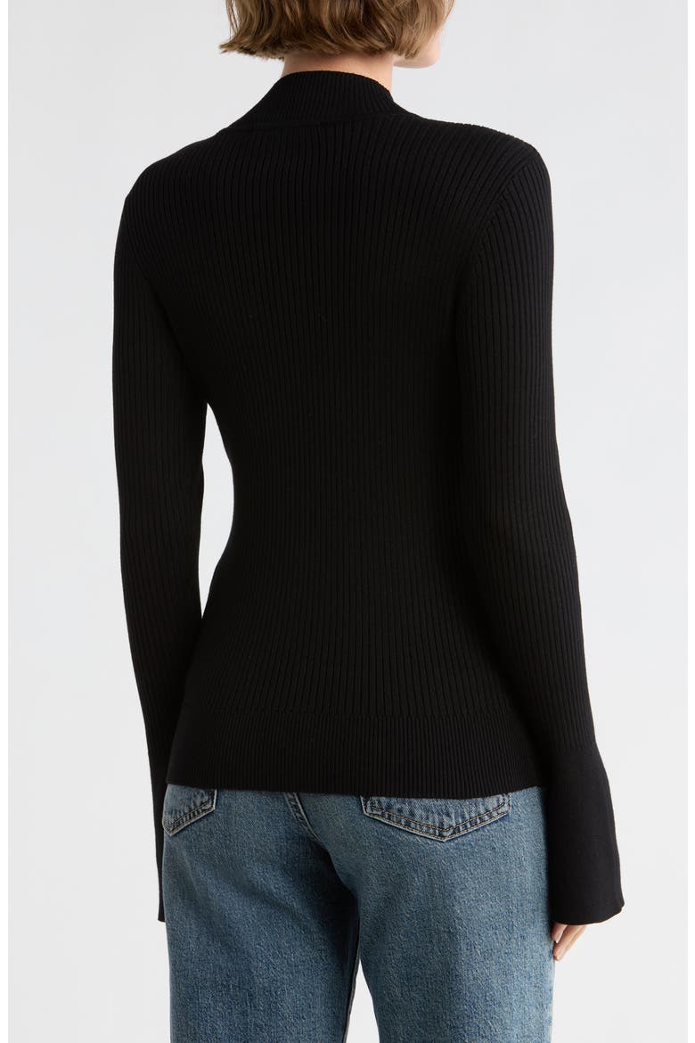 Mock Neck Bell Sleeve Sweater, Alternate, color, BLACK
