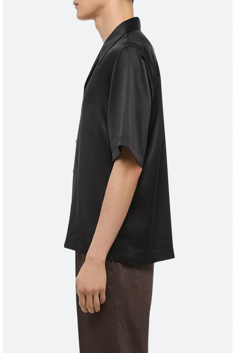 Boxy Silk Camp Shirt, Alternate, color, BLACK