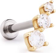 Ana Luisa Solid Yellow Gold - Diamond Crawler Flatback Single Stud