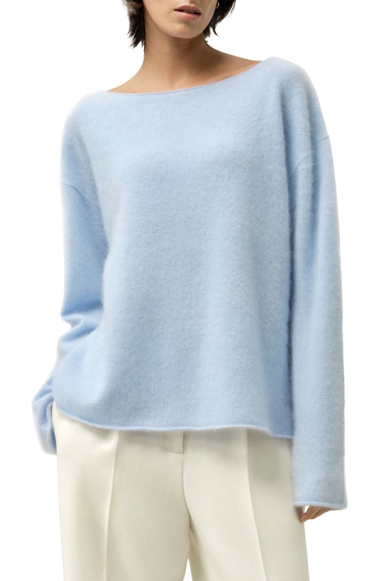 Women's Boat-Neck Brushed Cashmere Sweater, Main, color, Illusion Blue