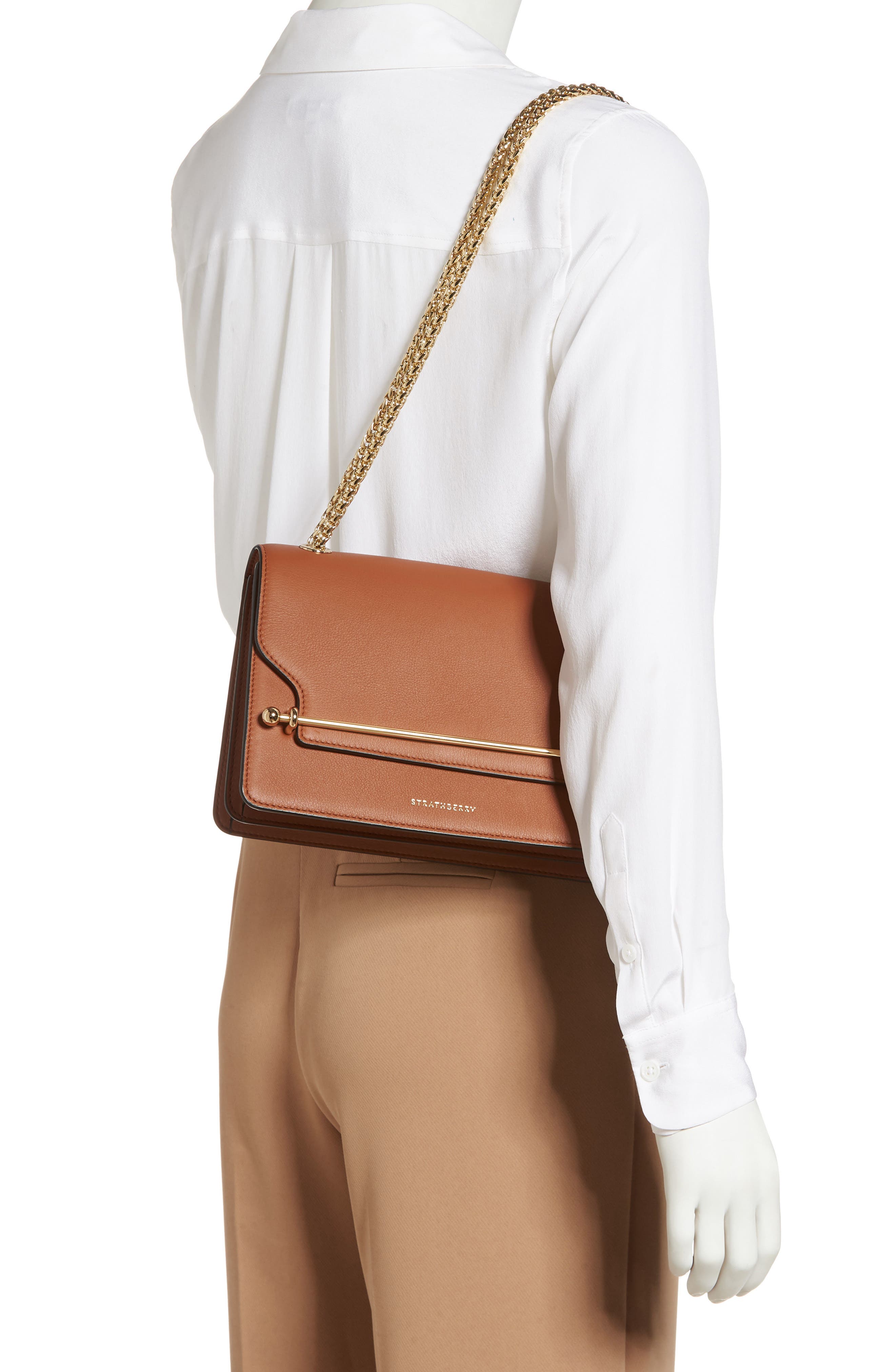 Strathberry East/West Leather Shoulder Bag, Alternate, color, 