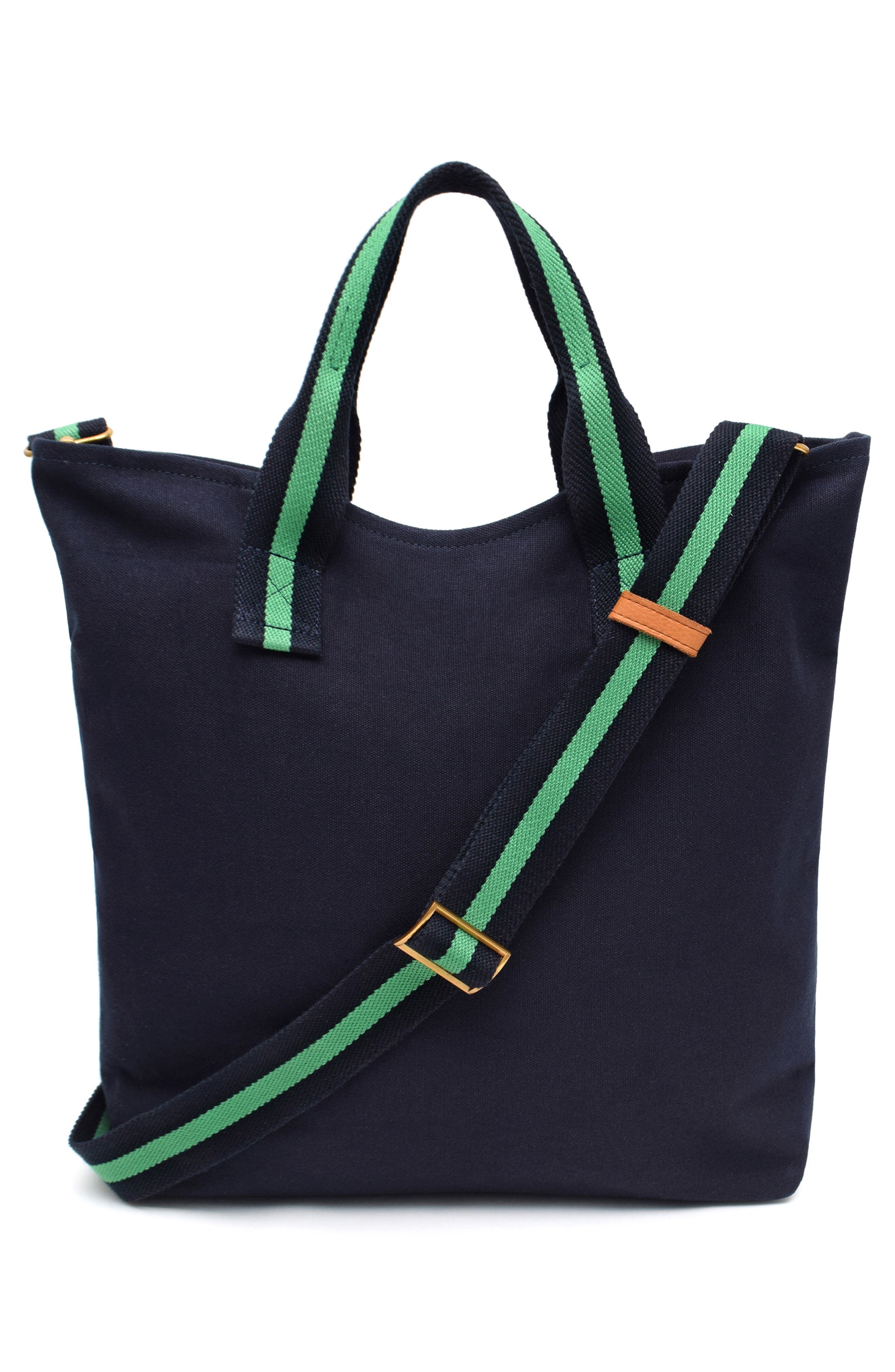 New Amsterdam Leatherworks Ayla Canvas Tote, Alternate, color, Midnight/ Kelly