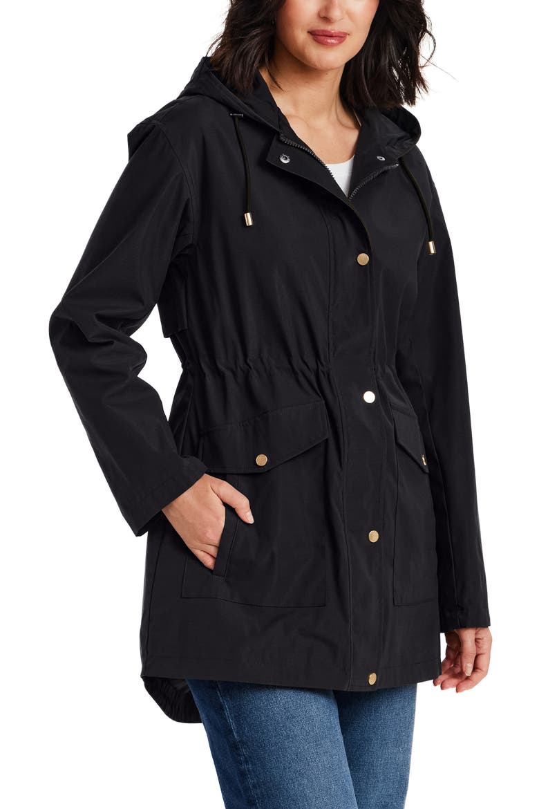 Water Resistant Rain Coat, Alternate, color, BLACK