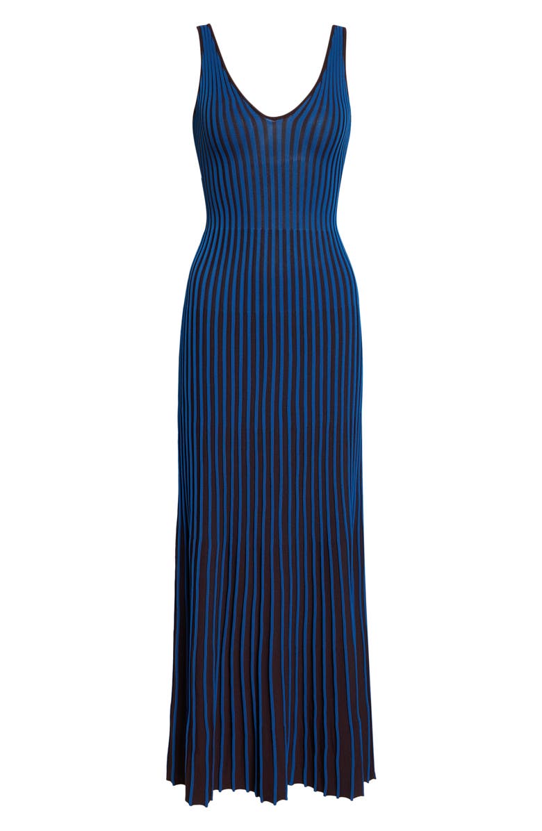 STAUD Claretta Stripe Sleeveless Maxi Dress, Main, color, Espresso/ Cobalt