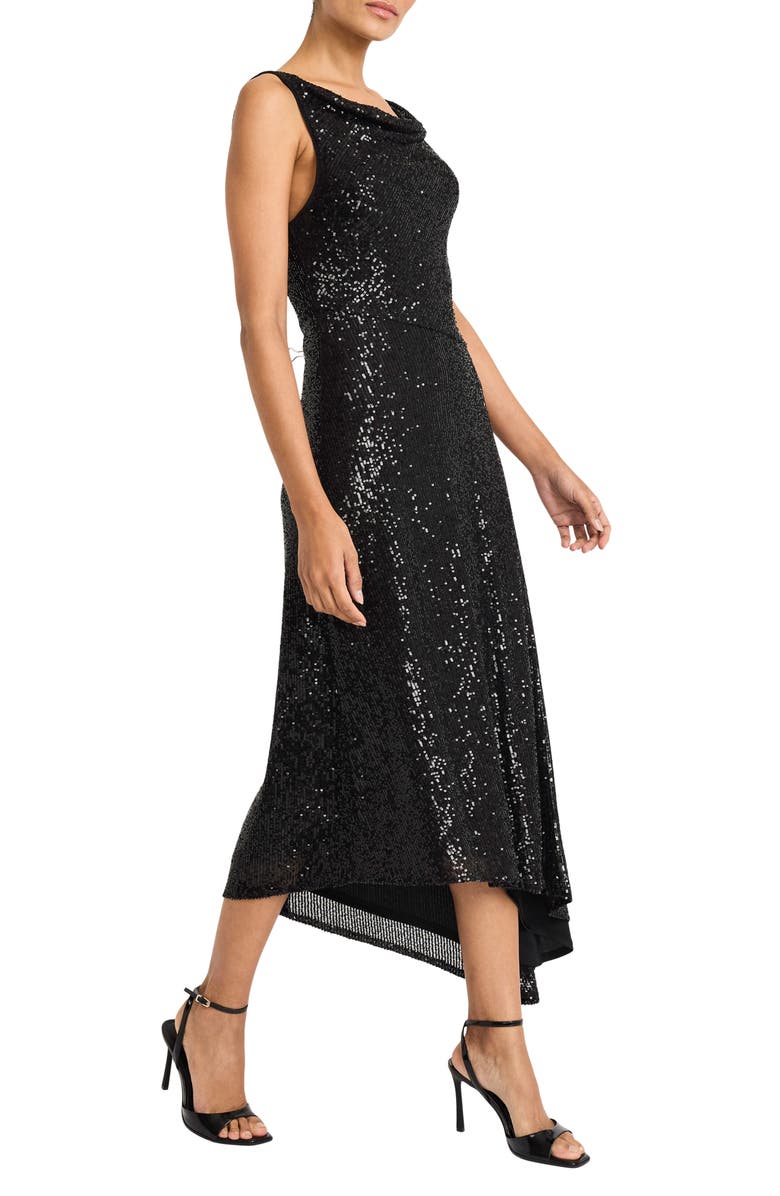 Maggy London Asymmetric Midi Dress, Alternate, color, Black