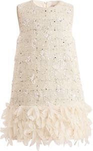 Tulleen Sequin Feather-Hem Dress