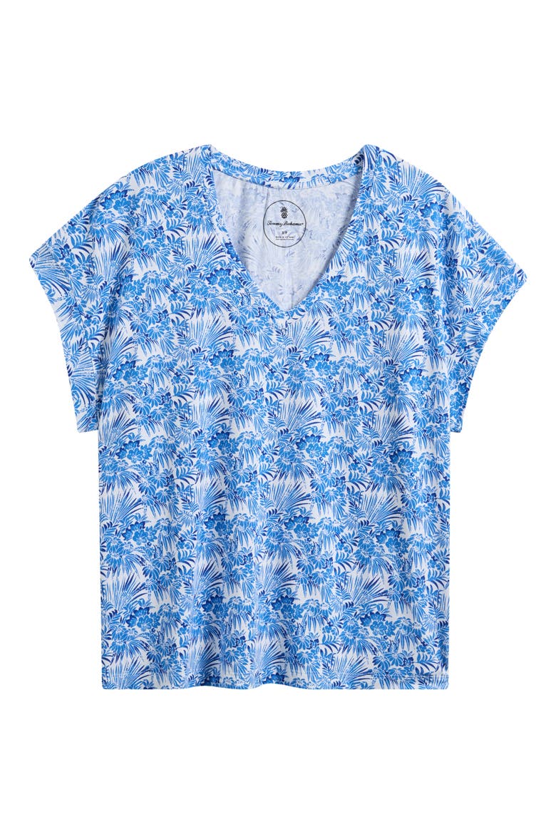 Kauai Fantastic Fronds V-Neck T-Shirt, Alternate, color, BLUE/ WHITE