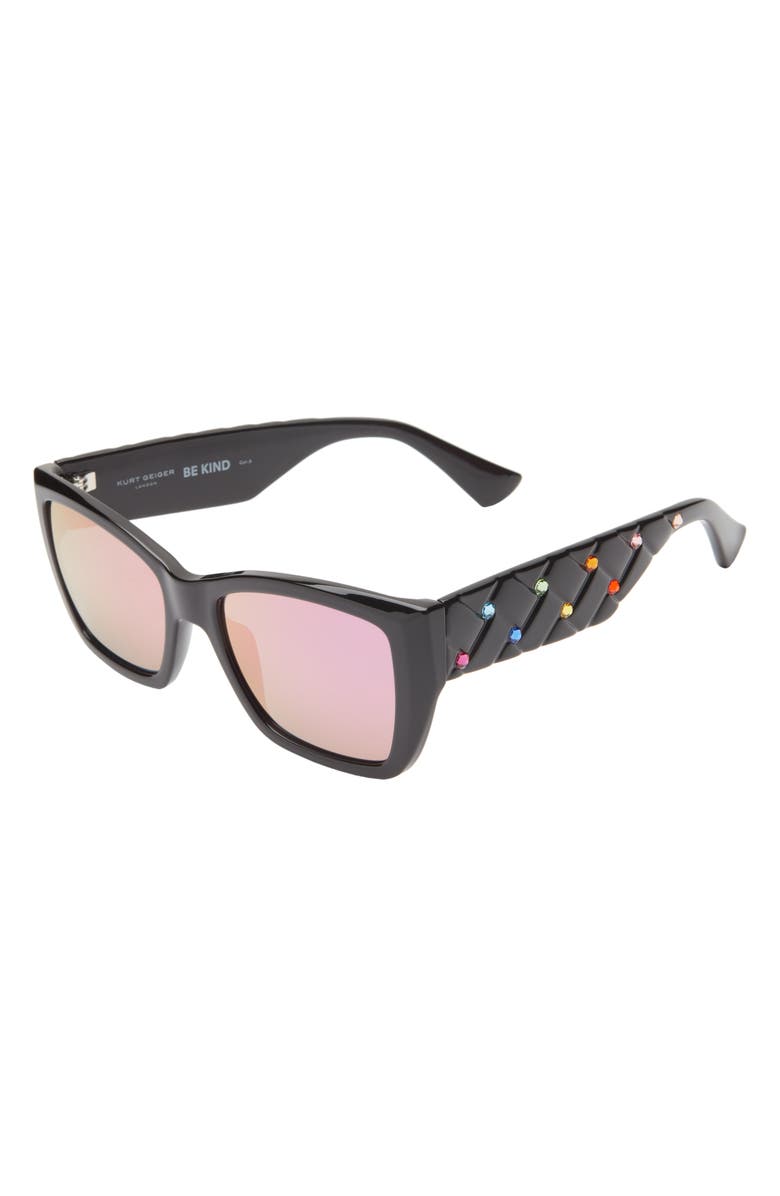 Kurt Geiger London 54mm Rectangular Sunglasses, Alternate, color, Black Opaque/ Rainbow