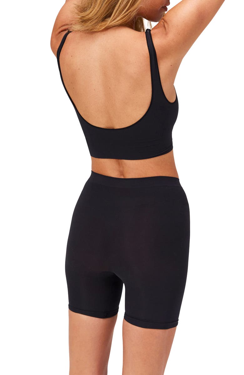 Noody Body smooth seamless forming mid shorts, Alternate, color, Black