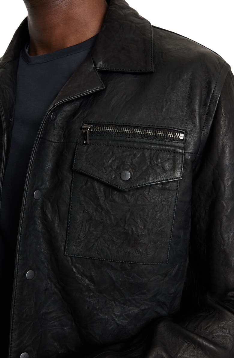 John Varvatos Crinkled Leather Jacket, Alternate, color, 