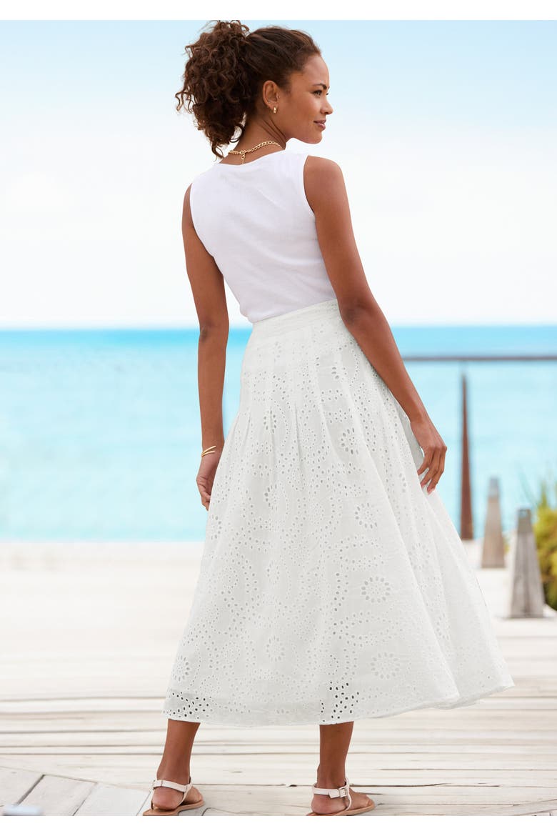 Eyelet Maxi Skirt, Alternate, color, White