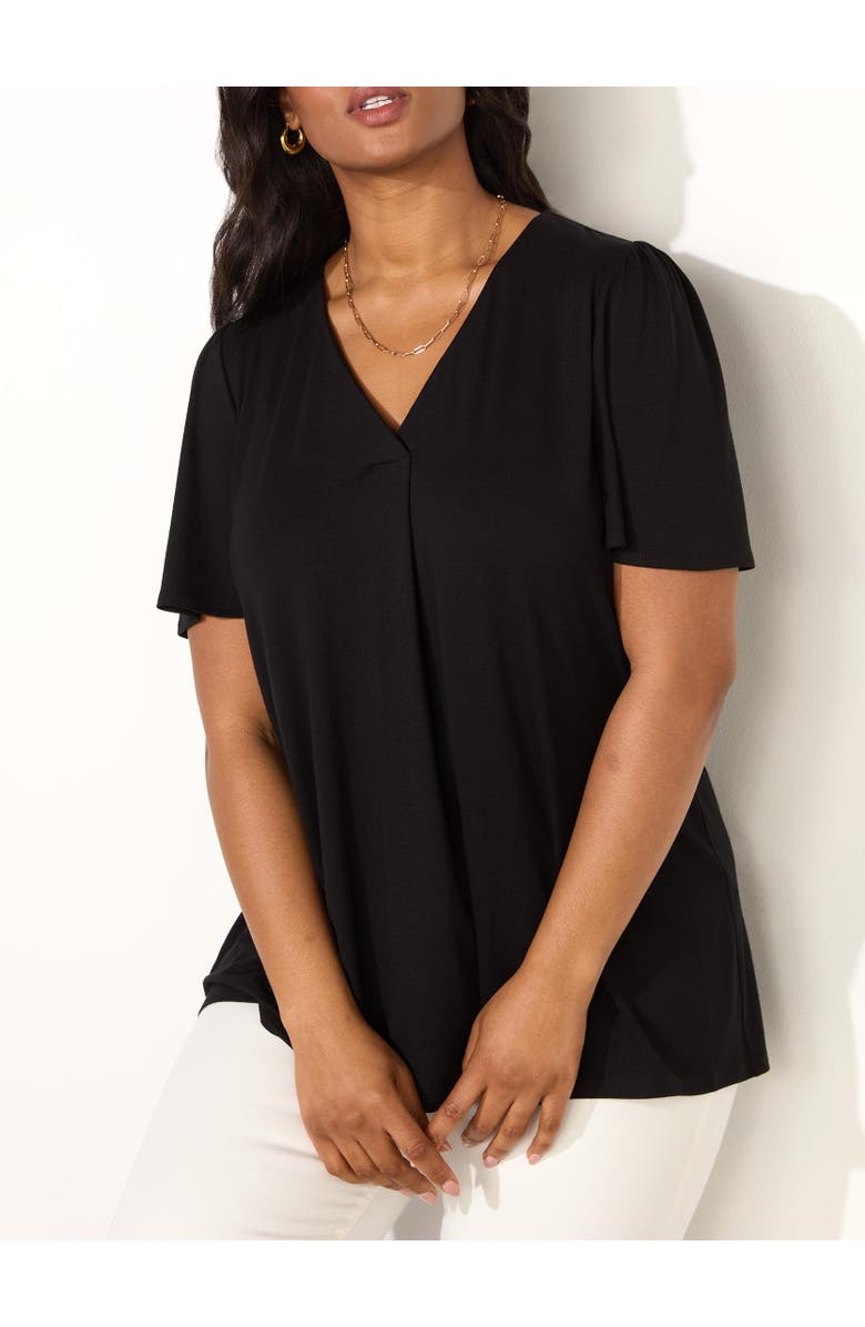 Live Unlimited Jersey Flutter Sleeve V-Neck T-Shirt, Alternate, color, Black