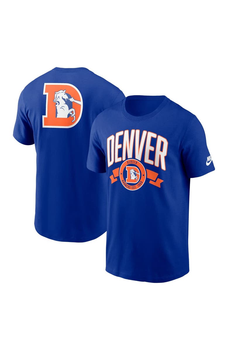 Nike Men's Nike Royal Denver Broncos Rewind Front and Back Hit Essential T-Shirt, Main, color, Royal