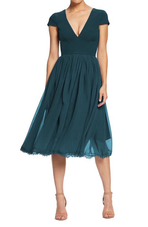 Fit and flare prom bridesmaid dresses 4864