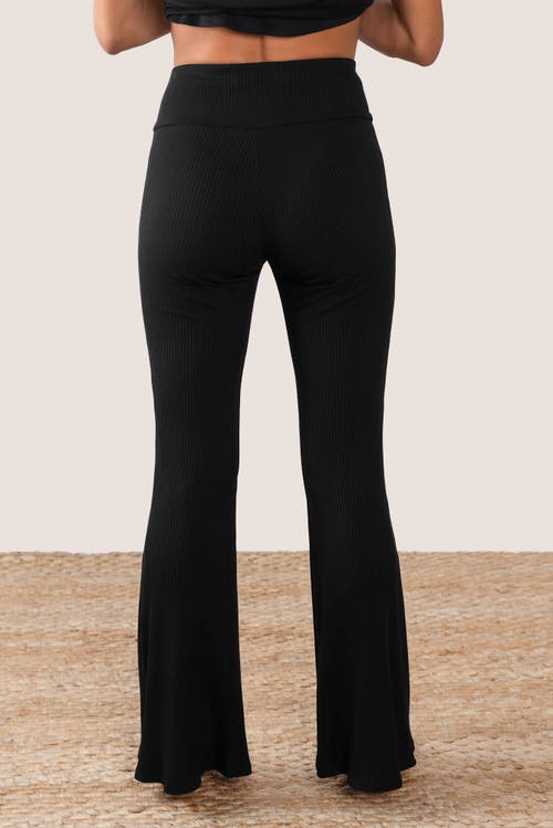 Jjwinks The Getaway Ribbed Lounge & Sleep Pants With Flare In Black