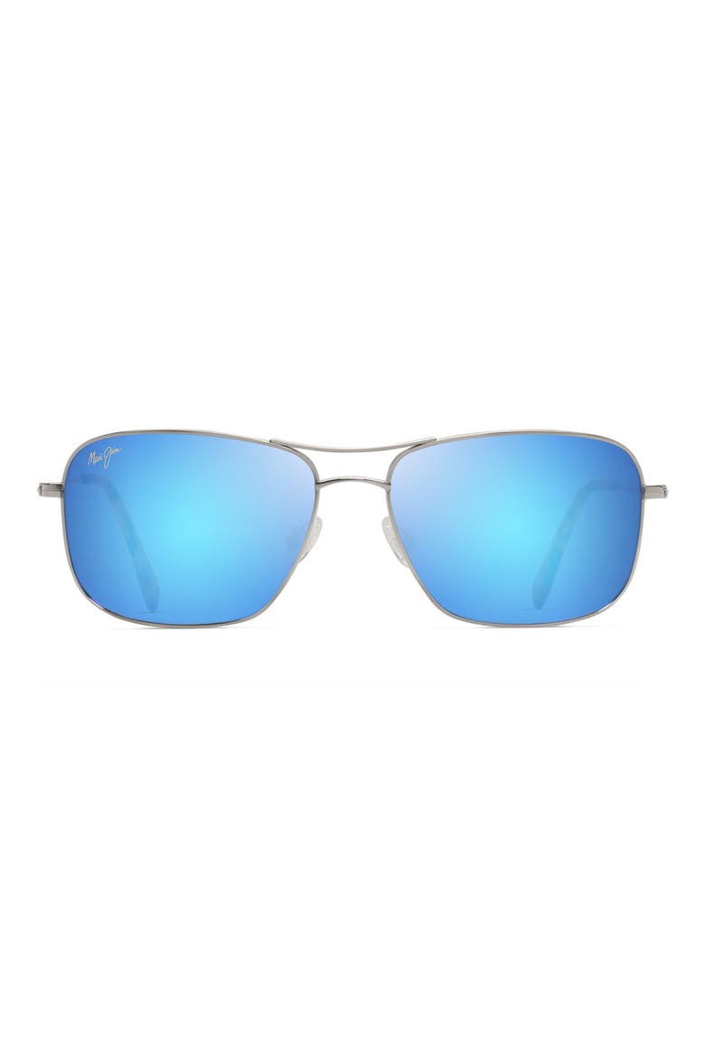 Wiki Wiki 59mm Polarized Aviator Sunglasses, Alternate, color, SILVER/ BLUE HAWAII