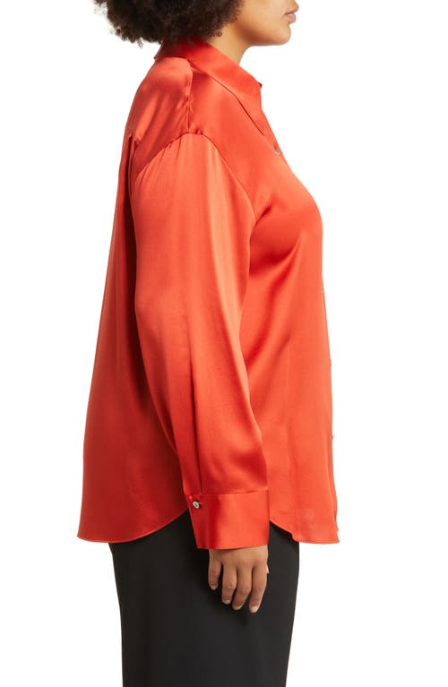 Vince Shaped Collar Silk Blouse In Vermillion