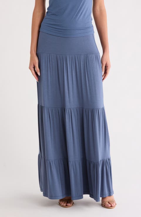 Tiered Jersey Maxi Skirt