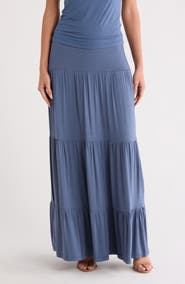 Renee C Tiered Jersey Maxi Skirt