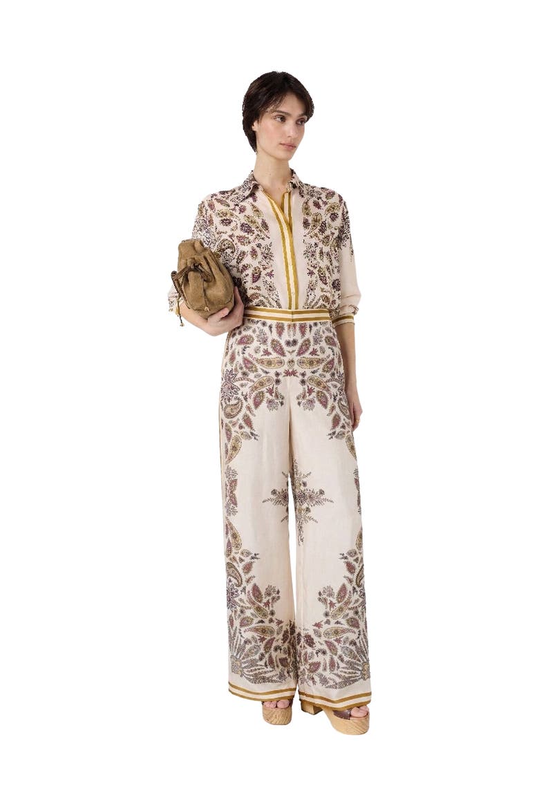High-Waist Wide-Leg Trousers, Alternate, color, Yellow