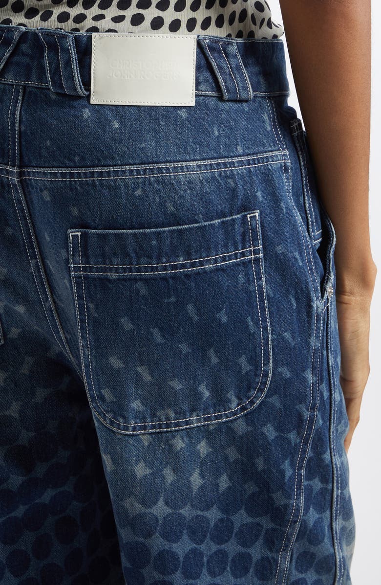 Christopher John Rogers Halftone Dot Straight Leg Jeans, Alternate, color, Washed Indigo