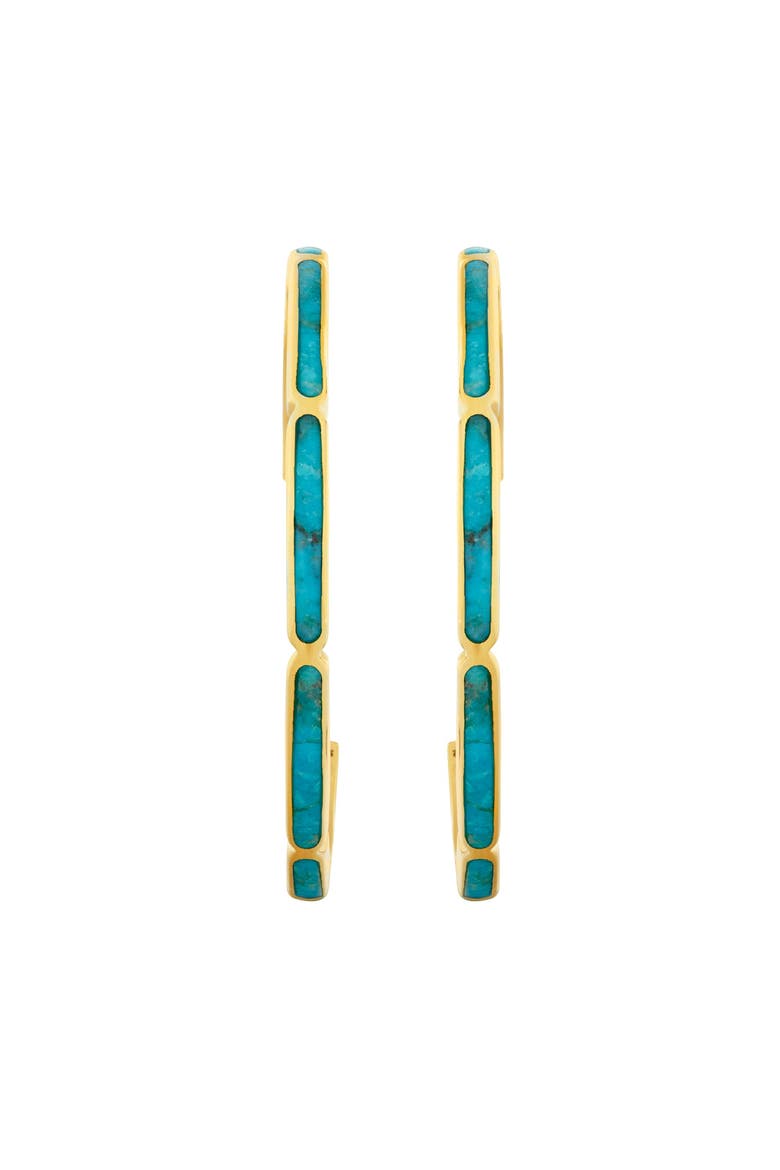 Inside Out Hoop Earring Set In Sterling With 18K Gold Overlay, Main, color, TURQUOISE