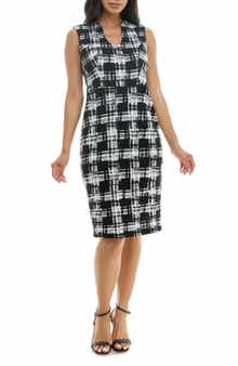 Nina Leonard U Neck Sleeveless Midi Sheath Dress