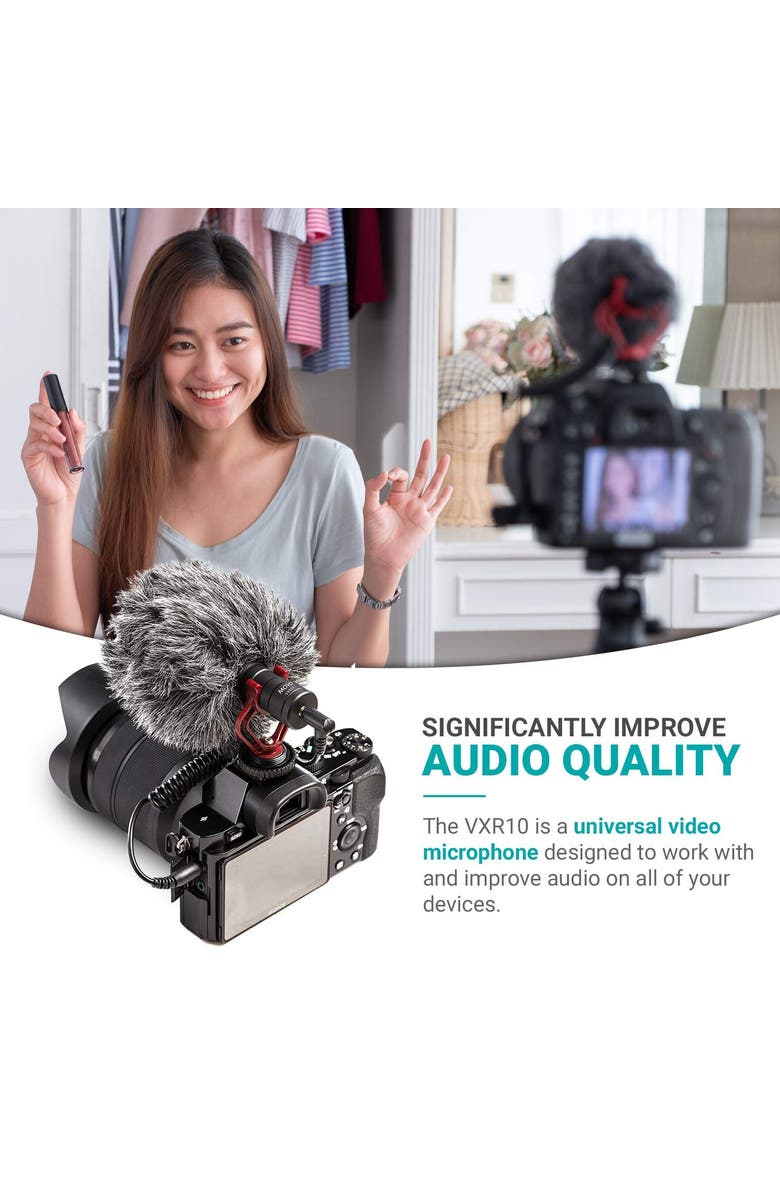 MOVO VXR10 Universal Camera Shotgun Microphone for Video Recording, Alternate, color, Black