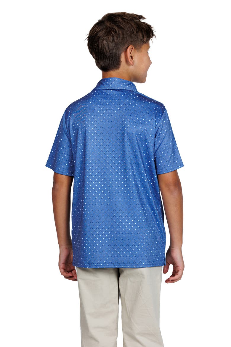 Kids' Golf Club Print Performance Knit Polo, Alternate, color, DENIM
