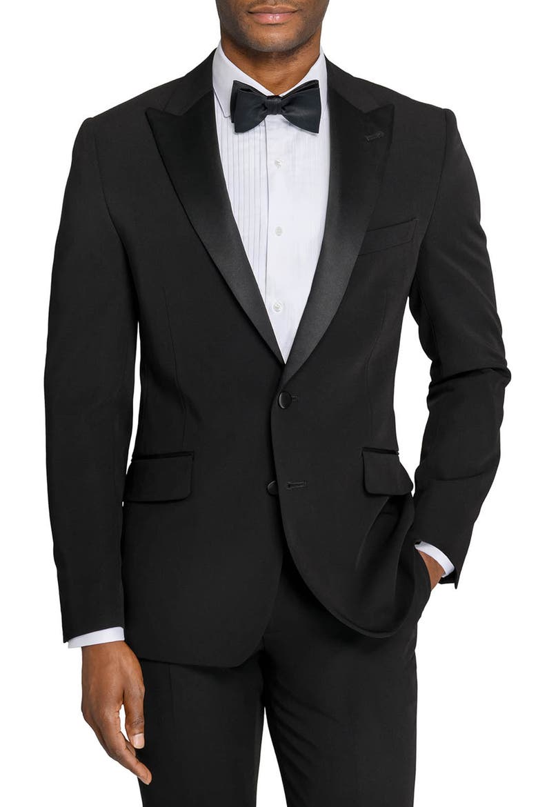 Peak Lapel Tuxedo Jacket, Main, color, BLACK