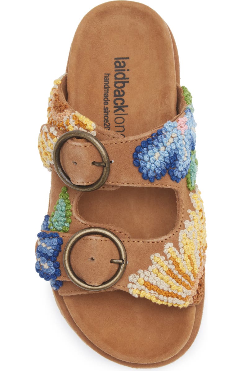 Laidback London Clay Embroidered Slide Sandal, Alternate, color, Mustard Suede / Multi