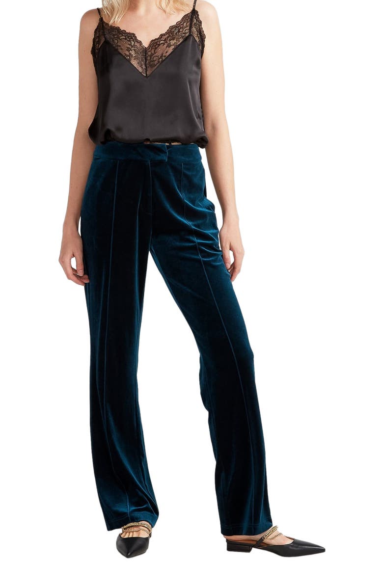 Belle & Bloom Reverie Velvet Pant, Alternate, color, Dark Teal