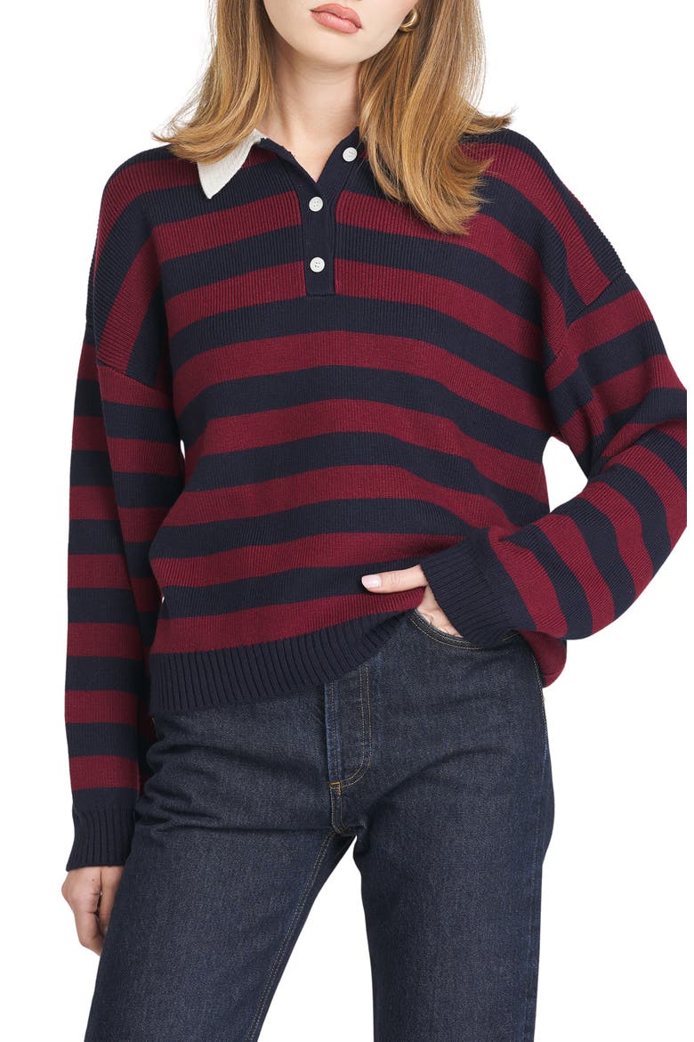 Logan Stripe Polo Sweater, Main, color, NAVY STRIPE