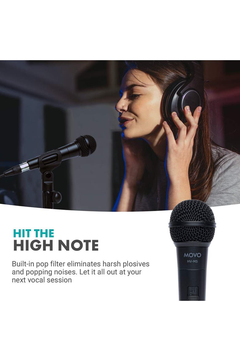 HV-M5 Dynamic XLR Cardioid Vocal Microphone with Internal Shockmount and Windscreen, Alternate, color, Black