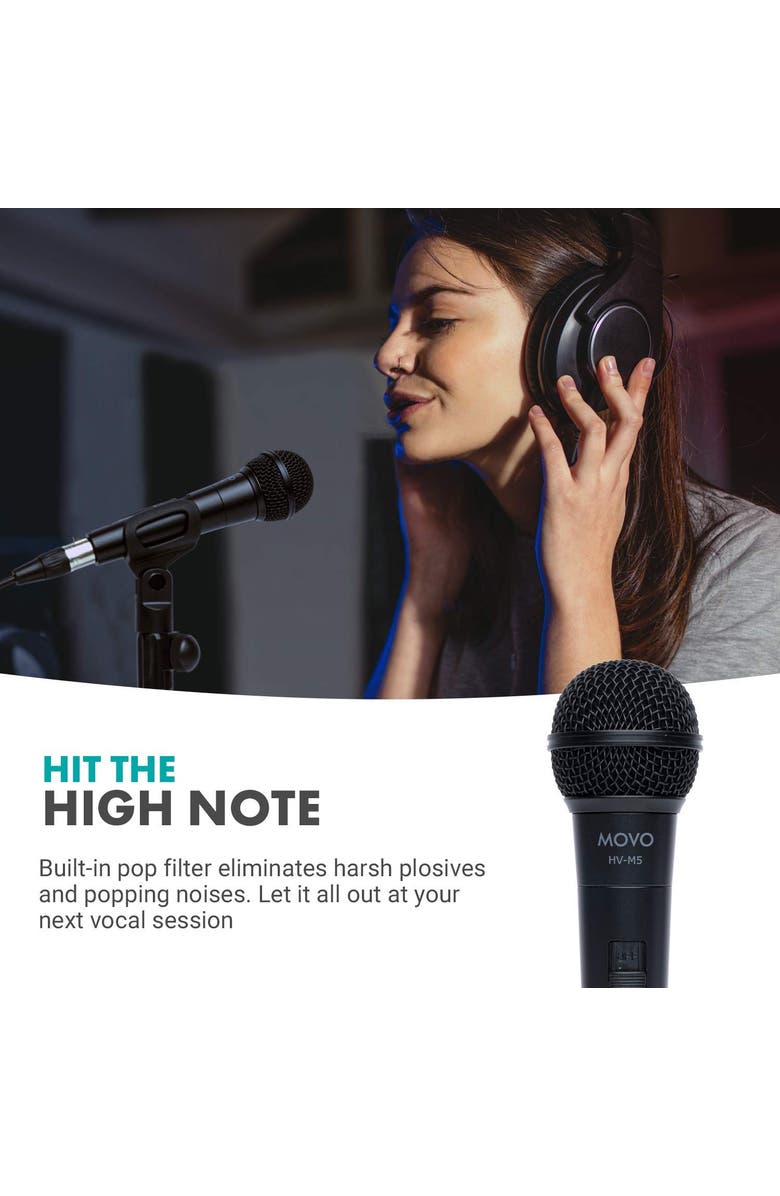MOVO HV-M5 Dynamic XLR Cardioid Vocal Microphone with Internal Shockmount and Windscreen, Alternate, color, Black