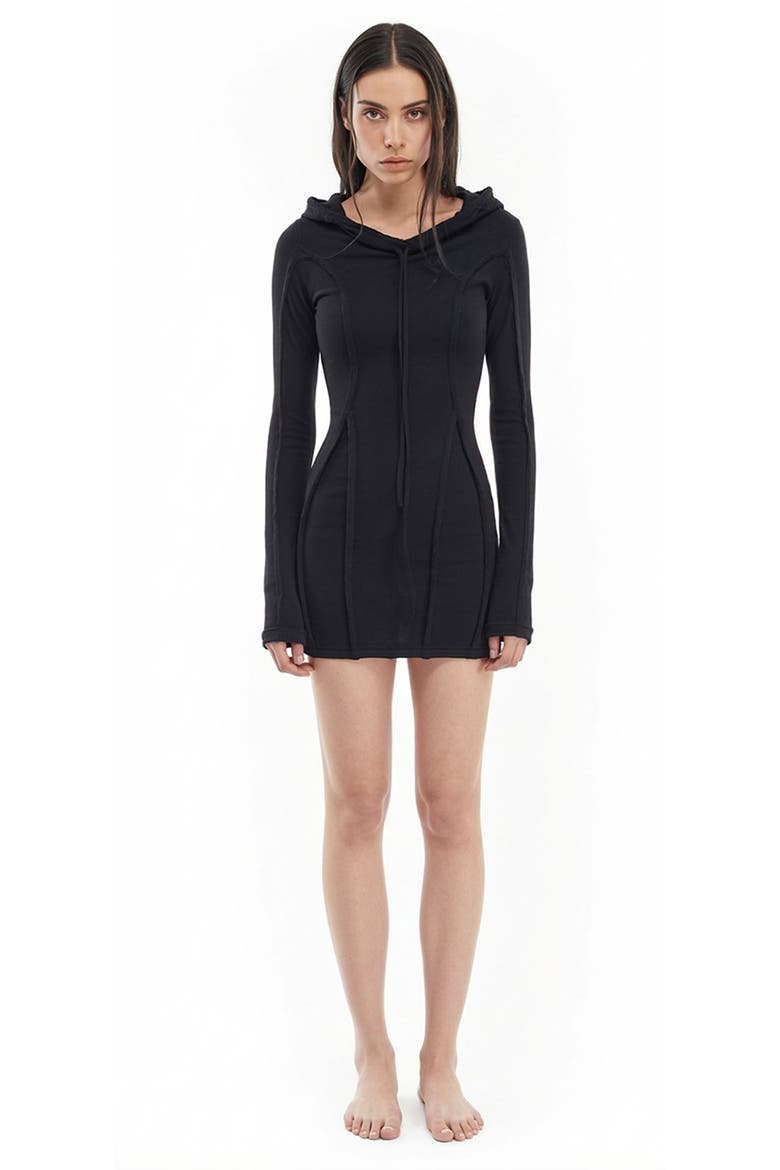 Pepper Hoodie Mini Dress, Alternate, color, BLACK