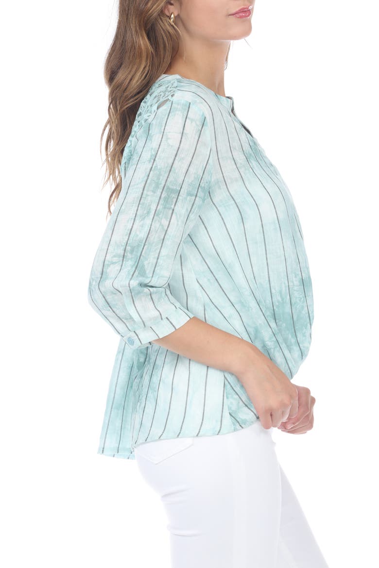 Striped Tie Dye Top, Alternate, color, AQUA