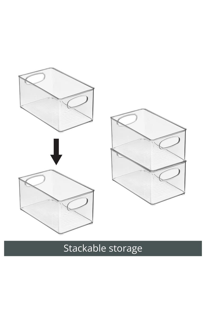 mDesign Plastic Storage Organizer Wide Container Bin with Handles for Bathroom, Home Organization - Holds Vitamins, Supplements, Makeup, Styling Tools - Ligne Collection - 8 Pack - Clear, Alternate, color, 