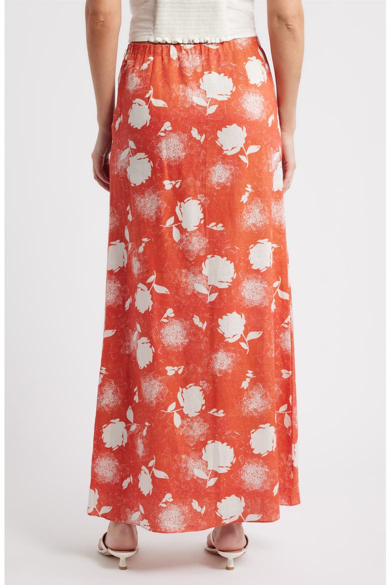 Martina Floral Linen Maxi Skirt, Alternate, color, SUNROSE ROSSO