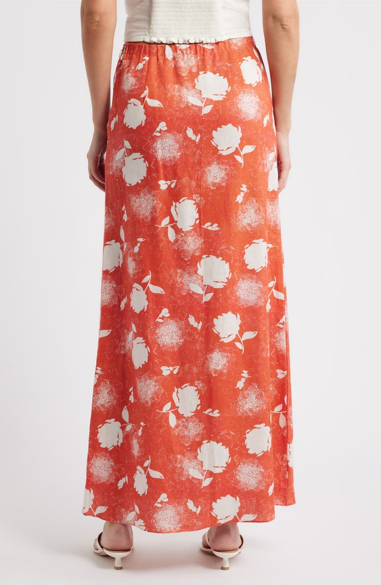 Faithfull the Brand Martina Floral Linen Maxi Skirt, Alternate, color, Sunrose Rosso