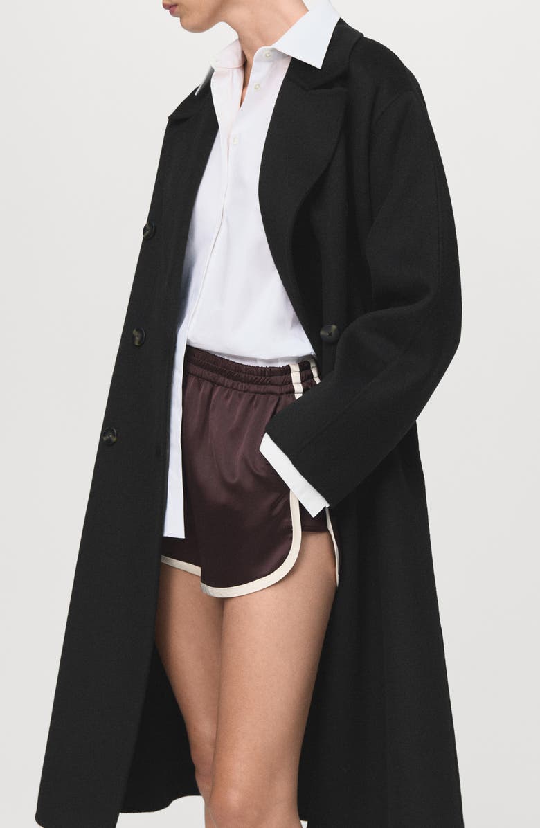 MANGO Picarol Double Breasted Wool Blend Coat, Alternate, color, Black