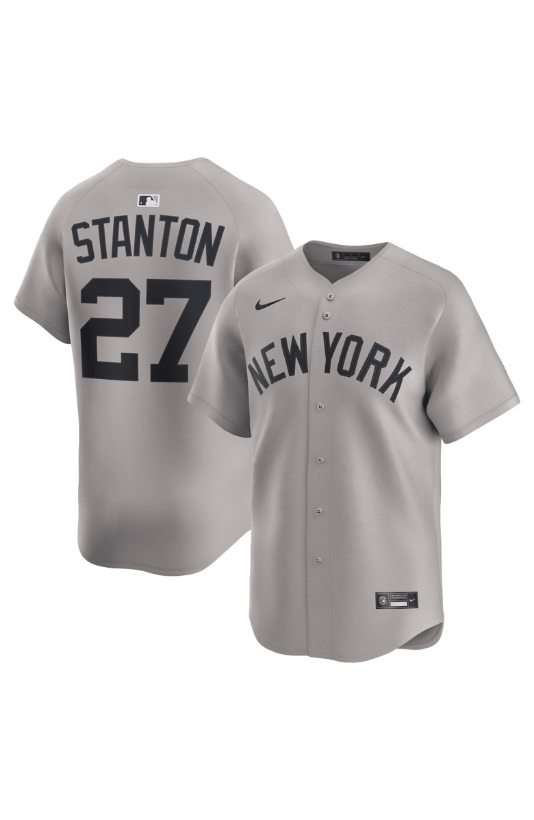 Nike Men's Nike Giancarlo Stanton Gray New York Yankees Road Limited Jersey, Main, color, Gray