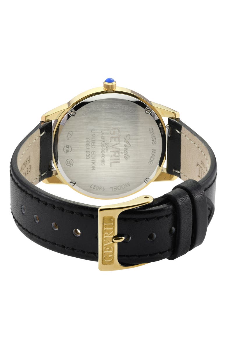 GEVRIL Airolo Swiss Quartz Diamond Dial Watch, 36mm, Alternate, color, Black