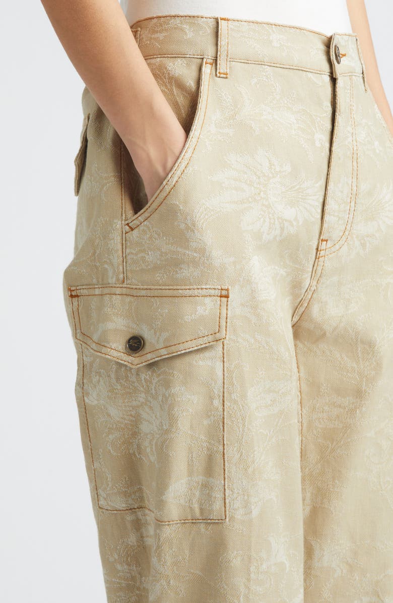 Etro Floral Drawstring Hem Cargo Jeans, Alternate, color, Multicolor Beige Base